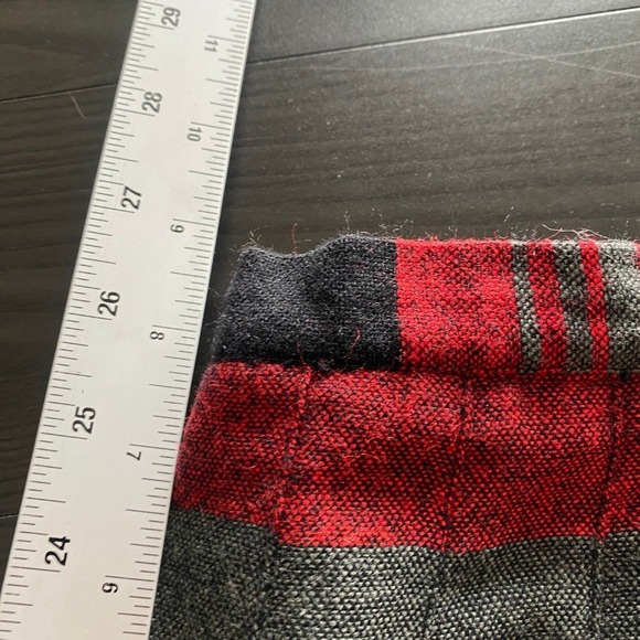 Vintage Wool Skirt Small Waist 26" Red Black Gray Pleated Academia 80s 90s - Picture 5 of 8